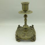A Gothic Revival style candlestick, 20cm