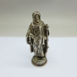 A 19th Century white metal figural desk seal