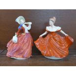 A Royal Doulton figure, Autumn Breezes and a Royale County figure of a lady