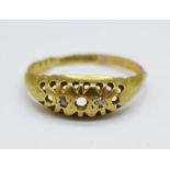 An 18ct gold ring, 1.6g, a/f