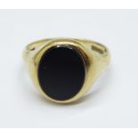 A large 9ct gold signet ring, 8.6g, Z