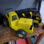 Two Tonka Toys; a car transporter and an articulated dumper truck