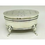 A small silver jewellery casket, width 6.5cm