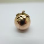 A Masonic 9ct gold and silver ball pendant