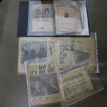 Commemorative newspapers including WWI, Coronation, etc.