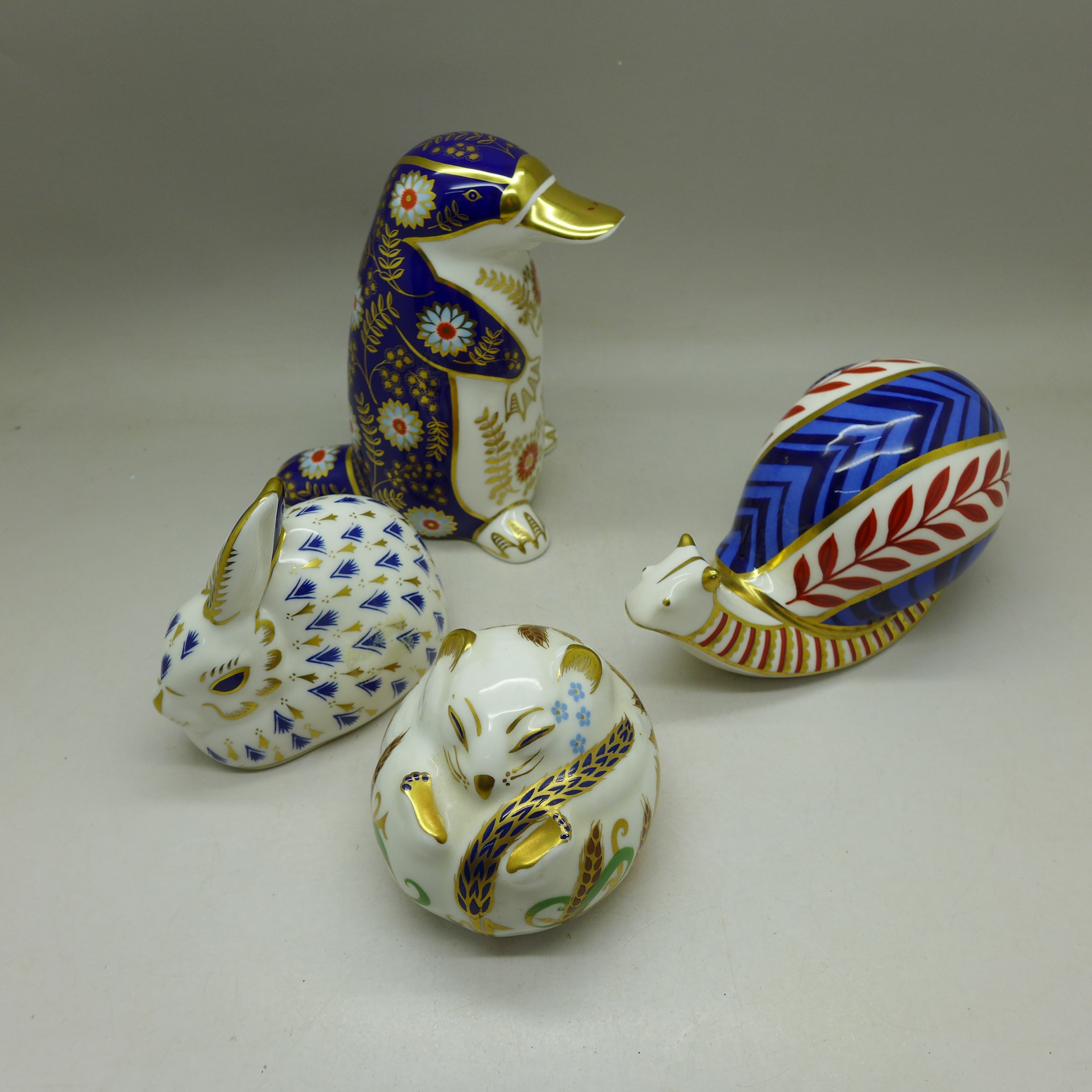 A collection of four Royal Crown Derby paperweights, comprising a Stooping Dormouse with gold - Image 2 of 4