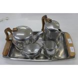 A Picquot Ware four piece tea service and tray