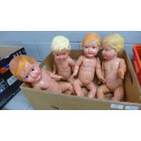 Four 1940's celluloid dolls, made in Japan