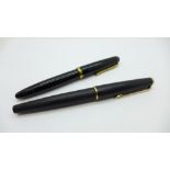 A Mont Blanc 220 fountain pen with 14ct gold nib, a/f, (lacking bottom end cap,) and a Mont Blanc