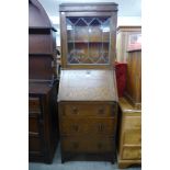 An Edward VII oak bureau bookcase