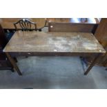 A Victorian oak kitchen table