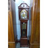 A mahogany triple weight dwarf longcase clock