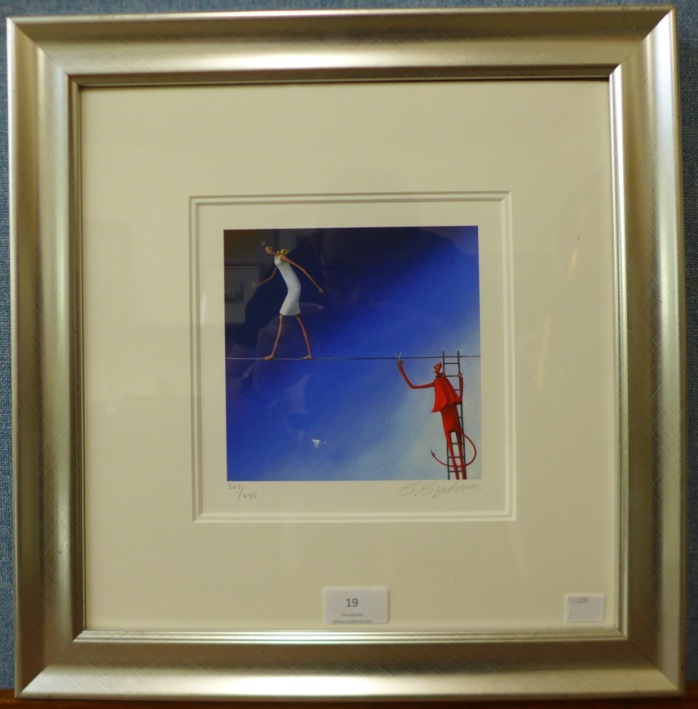 A signed Sarah Jane Szikora limited edition print, Don't Bring Me Down, no. 307/495, framed - Image 2 of 2