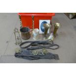 Assorted metalware, etc.