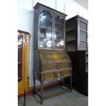 An oak barleytwist bureau bookcase