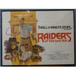 A 1981 Raiders of the Lost Ark film poster, a Tarzan poster and three others