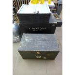 Three wooden tool boxes