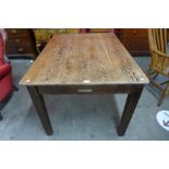 A Victorian pine farmhouse kitchen table