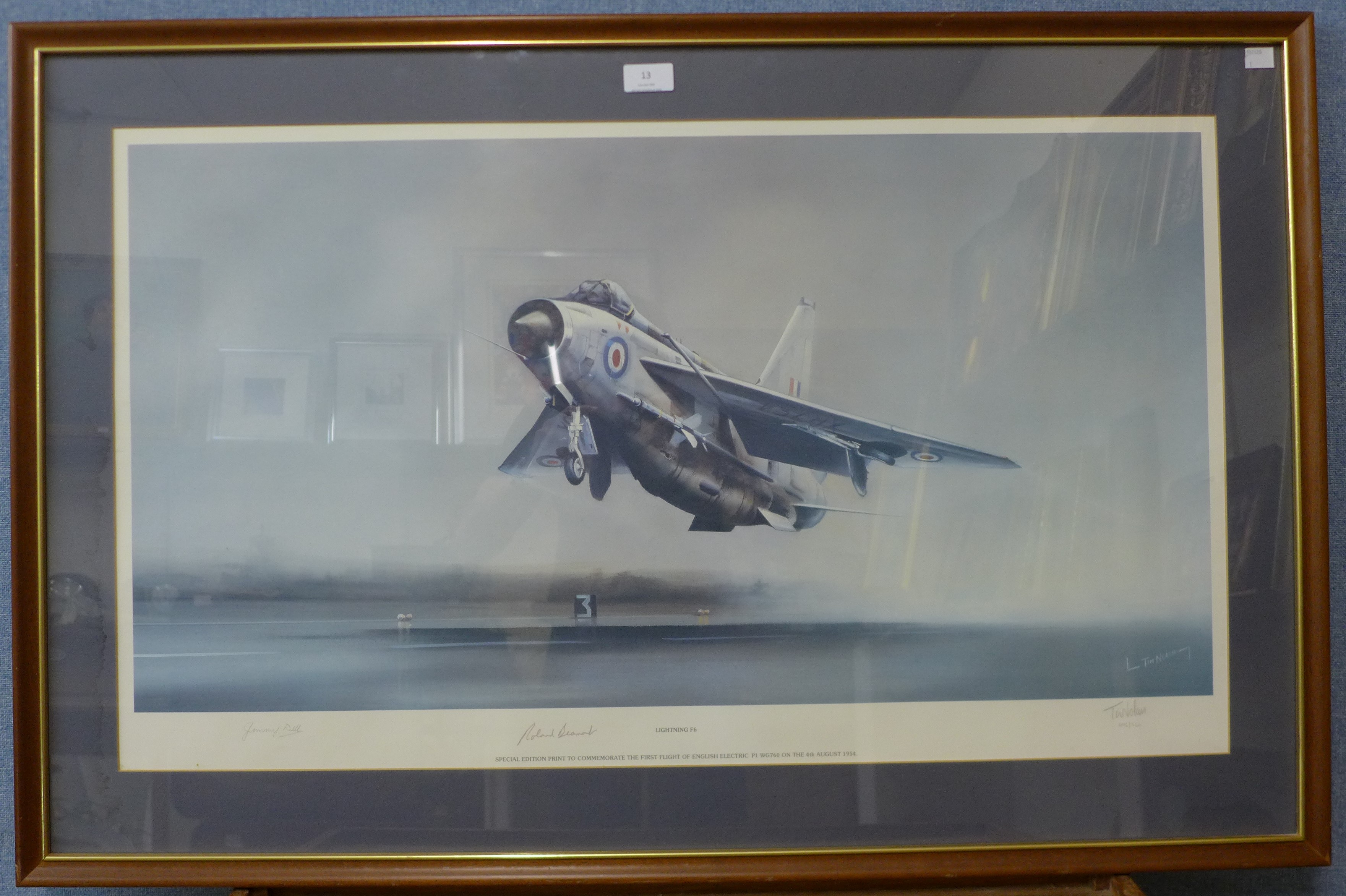 A signed Tim Nolan print, Lightning F6, framed