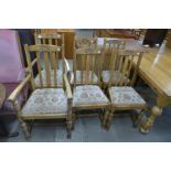 A set of six oak dining chairs