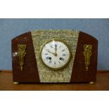 A French Art Deco marble mantel clock