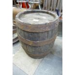 A coopered oak barrel