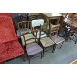 Seven assorted chairs and a mahogany single bed