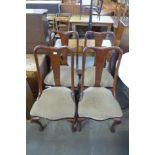 A set of four mahogany dining chairs