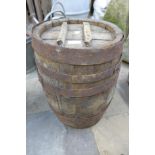 A coopered oak barrel