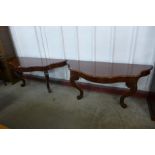 A pair of Victorian mahogany console tables, 72cms h, 164cms w, 66cms d