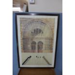 An Alfred Waterhouse print, Design for the Entrance of the Natural History Museum, London, framed