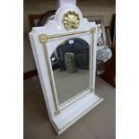 A white and parcel gilt framed mirror