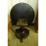 A Victorian mahogany pedestal and associated circular top