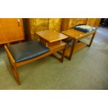 Two teak telephone seats