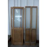 A pair of mahogany and glass doors, etched JW and a pair of matching side panels