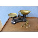 A set of vintage Libra Scale Co. scales and weights