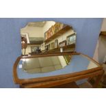 A teak framed mirror and another mirror