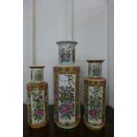 A set of three graduated oriental style porcelain vases, tallest 46cms h