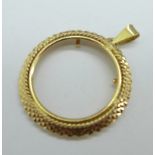 A 9ct gold full sovereign pendant mount, 2.7g