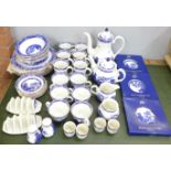A Ringtons blue and white tea and coffee service, with six dinner, tea and side plates and cereal