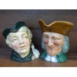 Two Royal Doulton character jugs, Dick Whittington and Vicar of Bray