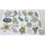 A collection of vintage brooches including Nettie Rosenstein