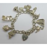 A silver charm bracelet, 42g