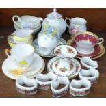 Decorative china; Royal Albert Old Country Roses, Portmeirion and a Shelley trio, etc.
