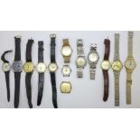 A collection of wristwatches including Avia, Rotary, Timex, etc.