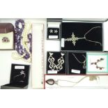 A collection of silver jewellery, mainly boxed including amethyst