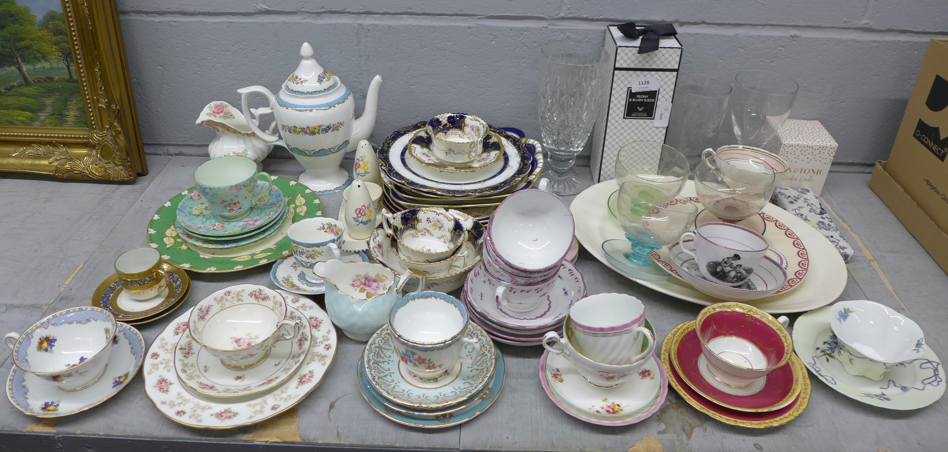 Decorative china including Shelley Melody, Poole, Paragon, Limoges, Coalport, Royal Worcester,