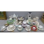 Decorative china including Shelley Melody, Poole, Paragon, Limoges, Coalport, Royal Worcester,