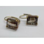 A pair of 9ct gold, smoky quartz earrings, 2g