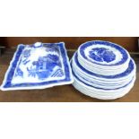 A collection of blue and white Mandarin pattern dinnerware, by Pountney, Bristol, with cross sword